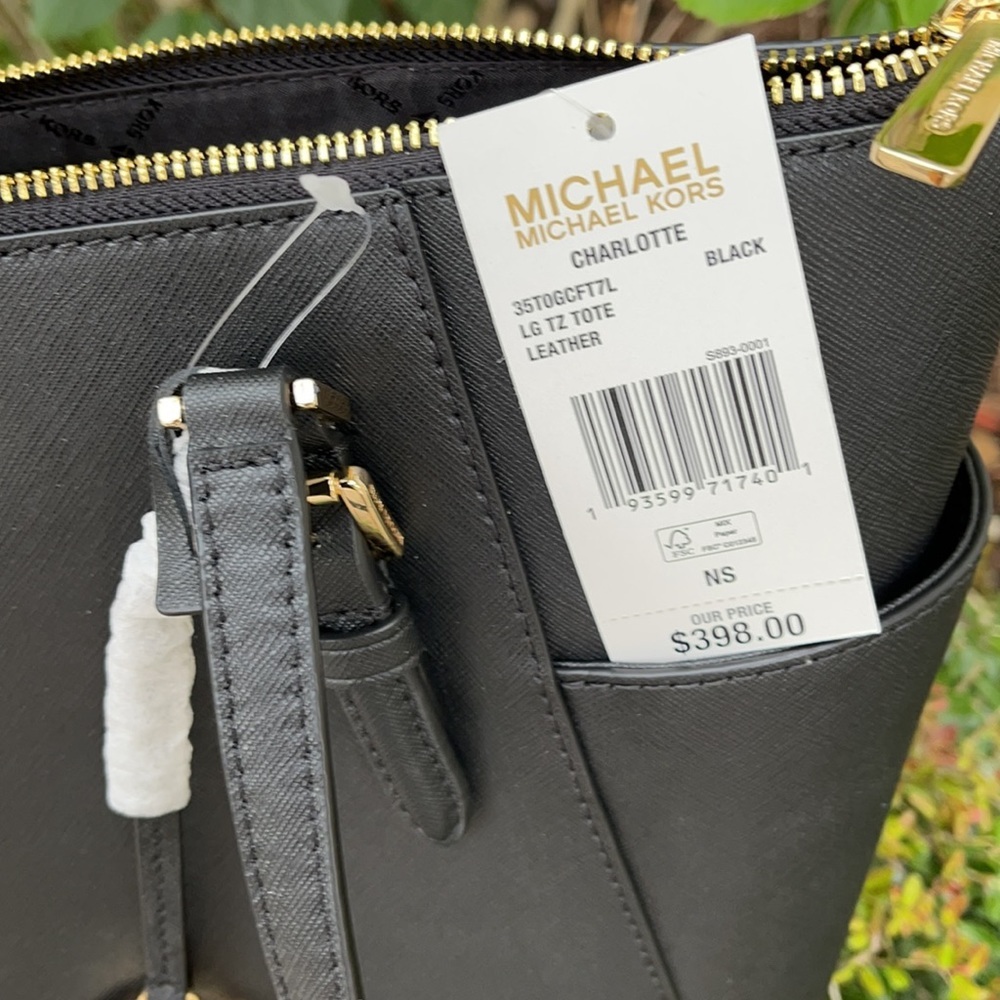 Michael Kors Large Charlotte Top Zip Leather Tote - Picture 3 of 16